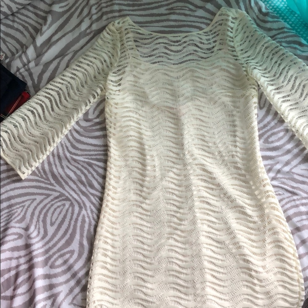 3/4 Sleeve Lilly Lace Dress Off White